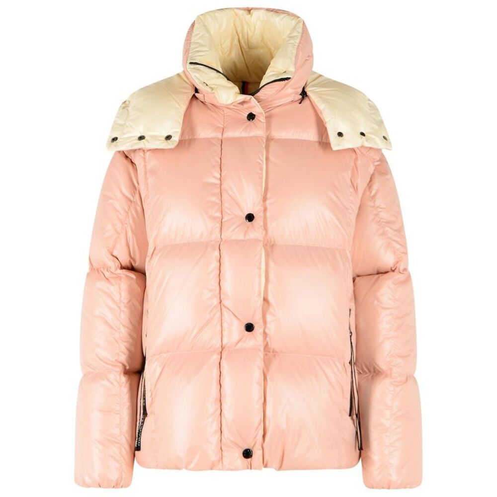 Moncler 'Parana' Short Light Pink Laqué Nylon Down Jacket Women